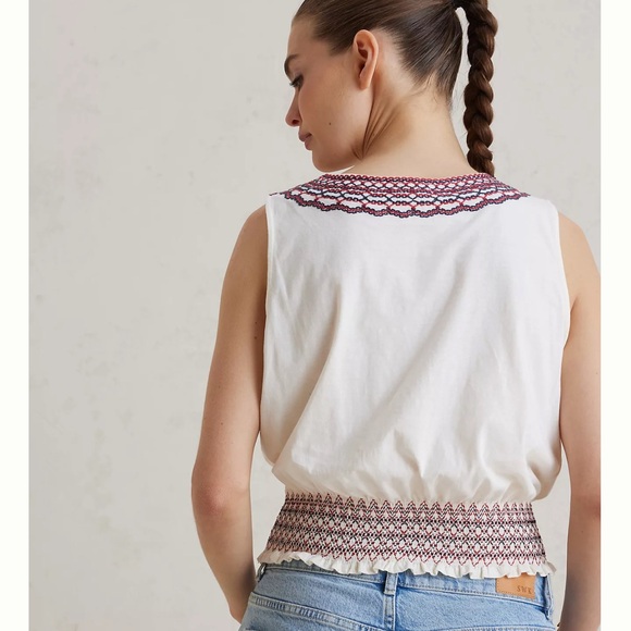 Anthro Linni Smocked Embroidered Top - Picture 4 of 4